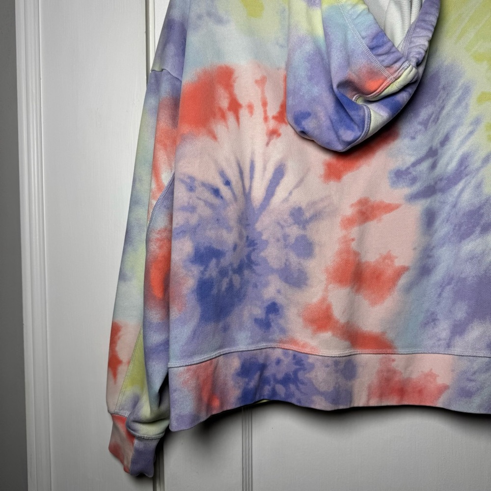 Nike Women’s Pastel Tie-Dye Hoodie Multicolor Boxy Cropped Large - Picture 9 of 11